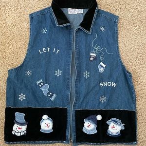 let it snow christmas holiday zip up vest!